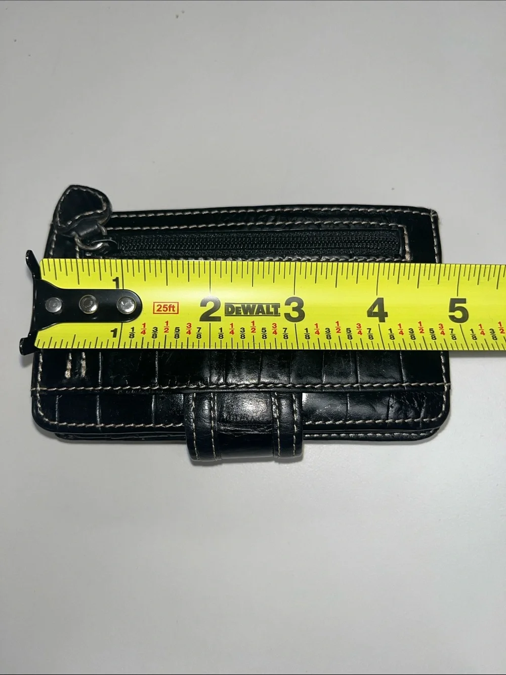 Brighton Black Leather Croc Stamped Print Wallet with Decorative Snap